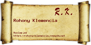 Rohony Klemencia névjegykártya